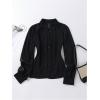 image:imageGORGLITTER Womens Sheer Button Up Blouse Tops Dressy Business Casual Fall Mesh Long Sleeve Button Down Work Shirt TopBlack