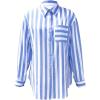 image:imageGORGLITTER Womens Striped Button Down Shirt Dressy Long Sleeve Blouses Business Casual Collared Office Siren Work ShirtBlue