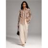 image:imageGORGLITTER Womens Striped Button Down Shirt Dressy Long Sleeve Blouses Business Casual Collared Office Siren Work ShirtKhaki
