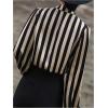 image:imageGORGLITTER Womens Striped Elegant Blouse Tops Button Front Wrap Work Office Business Shirt Old Money ClothesBlack