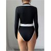 image:imageGORGLITTER Womens Wrap Blouse Bodysuit Collar V Neck Dressy Long Sleeve Business Casual Body Suits TopsBlack