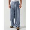 image:imageMens Baggy Pleated Striped Dress Pants 2026 Casual Wide Leg Trousers with PocketsDusty Blue