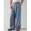 image:imageMens Baggy Pleated Striped Dress Pants 2026 Casual Wide Leg Trousers with PocketsDusty Blue