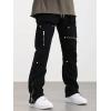 image:imageMens Casual Grunge Baggy Sweatpants Hiking Stacked Flared Cargo Work Pants Studded TrousersBlack