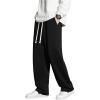 image:imageGORGLITTER Mens Baggy Wide Leg Sweatpants Drawstring Waist Sweat Pants Workout Athletic Running Track Pants ToursesBlack
