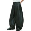 image:imageGORGLITTER Mens Leather Pants Y2K Wide Leg Baggy Barrel Pants Disco Party Rave Trousers with Pockets StreewearBlack