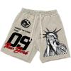 image:imageGORGLITTER Mens Letter Graphic Track Shorts Y2K Straight Leg Basketball Drawstring Acid Wash ShortsApricot