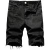 image:imageGORGLITTER Mens Ripped Denim Shorts Distressed Raw Hem Jean Shorts Summer Street JortsDark Grey