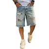 image:imageGORGLITTER Mens Ripped Denim Shorts Distressed Raw Hem Jean Shorts Summer Street JortsLight Blue