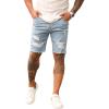 image:imageGORGLITTER Mens Ripped Denim Shorts Distressed Raw Hem Jean Shorts Summer Street JortsLight Wash