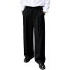 image:imageGORGLITTER Mens Wide Leg Pleated Dress Pants High Waisted Baggy Slacks Vintage Relaxed Fit Work Office Trousers Black Medium