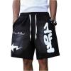 image:imageGORGLITTER Mens Y2k Shorts Streetwear Casual Trendy Graphic Drawstring Baggy Basketball Bermuda Soccer ShortsBlack