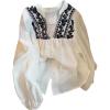 image:imageGORGLITTER Womens Boho Peasant Blouses Embroidered Tops Sheer Long Sleeve Button Up Shirts Casual Going Out OutfitsWhite
