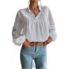 image:imageGORGLITTER Womens Boho Peasant Tops Floral Lace Long Sleeve Tops Sheer Blouses Button Up Shirt Casual Going Out OutfitsWhite