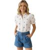 image:imageGORGLITTER Womens Cherry Shirt Puff Short Sleeve Button Down Collared Dressy Cute Summer Blouse TopsWhite
