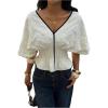 image:imageGORGLITTER Womens Cinched Waist Babydoll Peplum Tops Summer Casual Boho Y2K Bat Wing 34 Sleeve Going Out Tops BlouseApricot