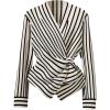 image:imageGORGLITTER Womens Dressy Wrap Peplum Blouse Tops Casual Striped Tie Waist Long Sleeve V Neck Baby Doll Shirts TopsBlack and White