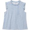 image:imageGORGLITTER Womens Gingham Peplum Blouse Top Ruffle Plaid Sleeveless Frilled Collared Tank Top Cute Summer Going Out Outfits Blue and White Small