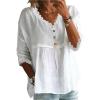 image:imageGORGLITTER Womens Lace 34 Sleeve Flowy Tunic Tops Dressy Loose Fit V Neck Eyelet Babydoll Peplum Top Peasant BlouseWhite