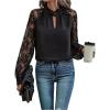 image:imageGORGLITTER Womens Lace Party Tops Long Sleeve Dressy 2026 Sexy Business Work Casual Going Out Blouse ShirtBlack