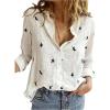 image:imageGORGLITTER Womens Linen Button Down Shirt Boho Tops Sheer Graphic Long Sleeve Holiday Blouses Dressy Casual Gauze TopsWhite