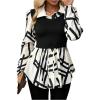 image:imageGORGLITTER Womens Long Sleeve Peplum Tops Blouse Dressy Casual Button Down Collared Shirts Fall Teacher Baby Doll TopsBlack and White Geo