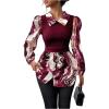 image:imageGORGLITTER Womens Long Sleeve Peplum Tops Blouse Dressy Casual Button Down Collared Shirts Fall Teacher Baby Doll TopsBurgundy Marble