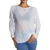 image:imageGORGLITTER Womens Mesh Tops Sheer See Through Long Sleeve Boat Neck T Shirts Cover Up Sexy Spring Outfits 2026White1