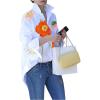 image:imageGORGLITTER Womens Oversized Shirts Causal Dressy Tie Cuff Long Sleeve Collared Business Work Dress Blouses TopsWhite Graphic