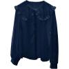 image:imageGORGLITTER Womens Peter Pan Collar Shirt Long Sleeve Blouse Dressy Casual Button Down Shirt Fall Fashion 2025Blue