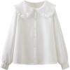 image:imageGORGLITTER Womens Peter Pan Collar Shirt Long Sleeve Blouse Dressy Casual Button Down Shirt Fall Fashion 2025White