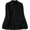 image:imageGORGLITTER Womens Pleated Peplum Tops Blouses Dressy Business Causal Fall Long Sleeve Button Down Work Tunics ShirtBlack