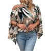 image:imageGORGLITTER Womens Plus Size Blouse Tops Trendy Dressy Casual Fall Cold Shoulder 34 Sleeve Asymmetrical Neck Shirt TopMulticolor