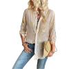 image:imageGORGLITTER Womens Sheer Button Down Shirts Long Sleeve Work Office Business Fashion 2026 Dressy Blouse TopsBeige