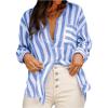 image:imageGORGLITTER Womens Striped Button Down Shirt Dressy Long Sleeve Blouses Business Casual Collared Office Siren Work ShirtBlue