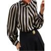 image:imageGORGLITTER Womens Striped Elegant Blouse Tops Button Front Wrap Work Office Business Shirt Old Money ClothesBlack