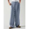 image:imageMens Baggy Pleated Striped Dress Pants 2026 Casual Wide Leg Trousers with PocketsDusty Blue