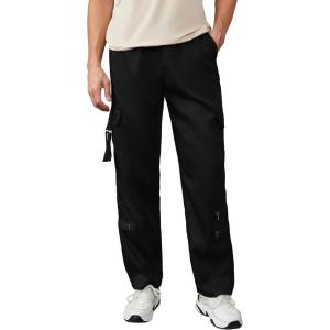 image:imageGORGLITTER Mens Baggy Wide Leg Cargo Pants Y2K Elastic Drawstring Stacked Trouser Street Pants