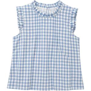 image:imageGORGLITTER Womens Gingham Peplum Blouse Top Ruffle Plaid Sleeveless Frilled Collared Tank Top Cute Summer Going Out OutfitsBlue and White