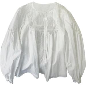 image:imageGORGLITTER Womens Lace Long Sleeve Tops Button Up Baby Doll Tops Peasant Blouse Floral Button Down Boho Tunic ShirtWhite