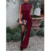 image:imageGORGLITTER Womens Asymmetrical Bodycon Mini Dresses Sexy Going Out Ruched Mock Neck Birthday Brunch Prom Dinner DressBurgundy