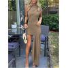 image:imageGORGLITTER Womens Asymmetrical Bodycon Mini Dresses Sexy Going Out Ruched Mock Neck Birthday Brunch Prom Dinner DressKhaki