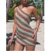 image:imageGORGLITTER Womens Asymmetrical One Shoulder Dress Summer Striped Sleeveless Birthday Night Bodycon Mini SundressesBlue
