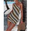 image:imageGORGLITTER Womens Asymmetrical One Shoulder Dress Summer Striped Sleeveless Birthday Night Bodycon Mini SundressesBlue Striped