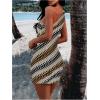 image:imageGORGLITTER Womens Asymmetrical One Shoulder Dress Summer Striped Sleeveless Birthday Night Bodycon Mini SundressesBlue Striped