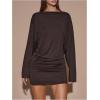 image:imageGORGLITTER Womens Backless Bodycon Mini Dress Ruched Open Back Long Sleeve Draped Club Party Going Out DressesBrown