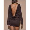image:imageGORGLITTER Womens Backless Bodycon Mini Dress Ruched Open Back Long Sleeve Draped Club Party Going Out DressesBrown