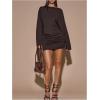 image:imageGORGLITTER Womens Backless Bodycon Mini Dress Ruched Open Back Long Sleeve Draped Club Party Going Out DressesBrown