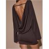 image:imageGORGLITTER Womens Backless Bodycon Mini Dress Ruched Open Back Long Sleeve Draped Club Party Going Out DressesBrown