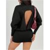 image:imageGORGLITTER Womens Backless Long Sleeve Dress Open Back Mock Neck Sexy Dressy Bodycon Party Going Out Mini DressesBlack
